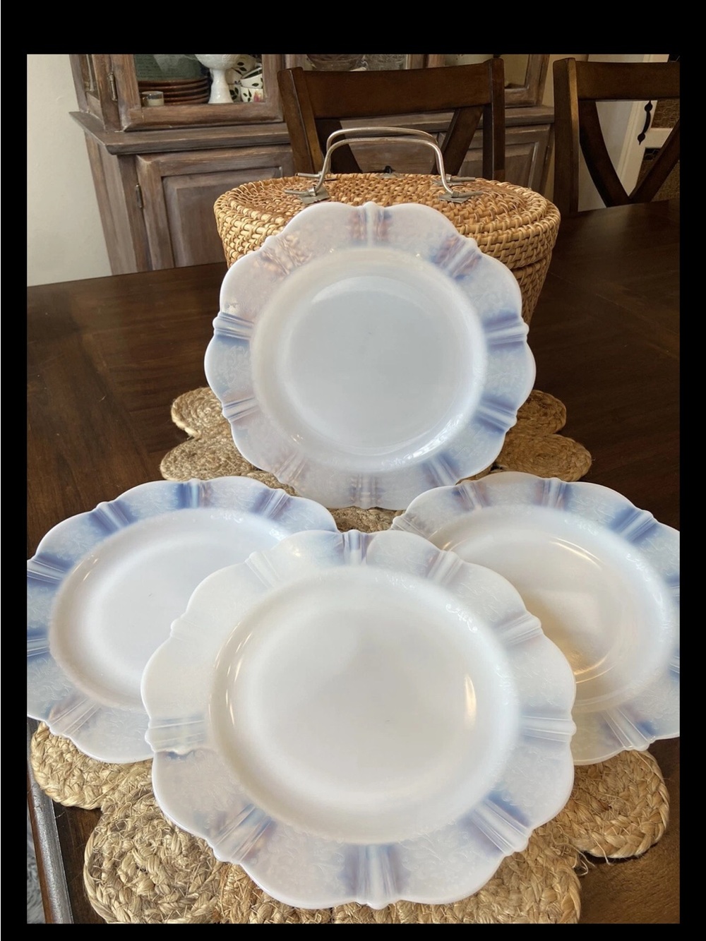 Set of 4 Vintage  1930'S Macbeth Evans Glass American Sweetheart Monax 9" plate